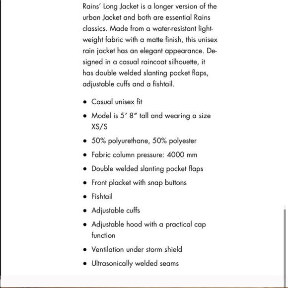 ARITZIA • RAINS • waterproof hooded rain jacket - Picture 7 of 8